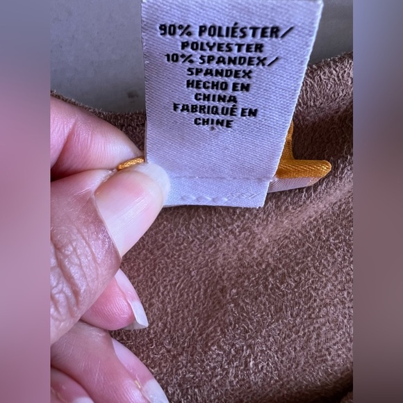 Ruby Rd Suede Fringe Studded tunic Women Brown Faux Open Front Western Regular L - Picture 12 of 16